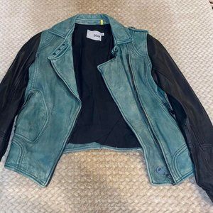 EUC Doma Green/Black Colorblock Leather Jacket - Size S